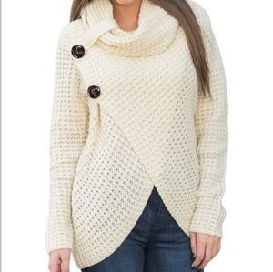 Wonderland By Orange Cowl Neck Overlap Sweater Oversized Small